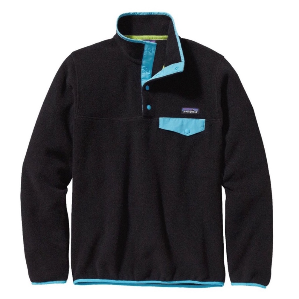 Patagonia Black and Blue Crew Neck Sweater